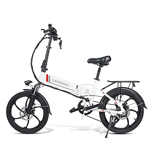 Bicicletas eléctrica : Bicicleta Eléctrica Plegable Para Adultos, Bicicleta Plegable De 350w De La Ciudad De 20 '', Bicicleta Eléctrica Con 48v 10.4ah Batería De Iones De Litio Extraíble, Shimano 7 Velo(Color:20 inch-White)