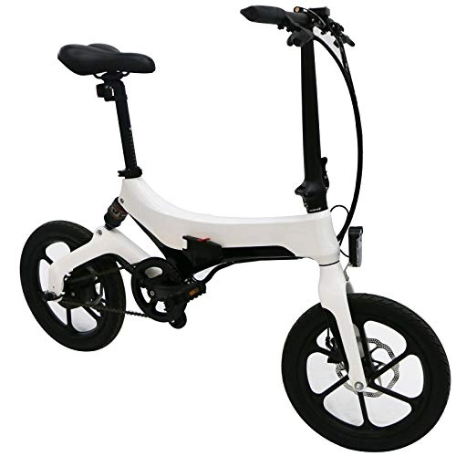 Bicicletas eléctrica : Bicicleta eléctrica plegable para adultos con batería de 5, 2 Ah, neumáticos de 16 pulgadas, motor de 250 W, marco de aleación de magnesio, velocidad de elevación de 25 km / h.