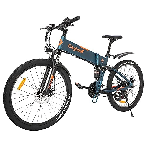 Bicicletas eléctrica : Bicicleta eléctrica Plegable para Adultos Eleglide F1, Bici eléctrica de montaña de 26", Motor 250 W, batería extraíble 10, 4 Ah, Shimano transmisión Delantero y Trasero - 21 velocidades