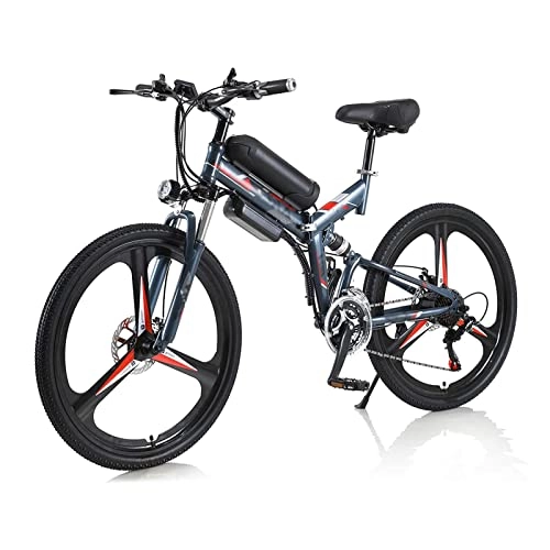 Bicicletas eléctrica : Bicicleta eléctrica plegable para hombres / mujeres de 26 pulgadas 350W 10Ah 36V batería de litio bicicleta eléctrica auxiliar bicicleta de montaña eléctrica multimodo ( Color : Gris )