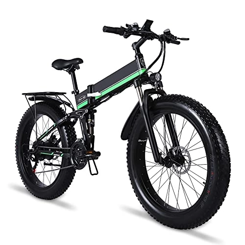 Bicicletas eléctrica : Bicicleta eléctrica Plegable para Hombres y Mujeres, Bicicleta montaña 26 Pulgadas, Horquilla Delantera con amortiguadores neumáticos, MX01