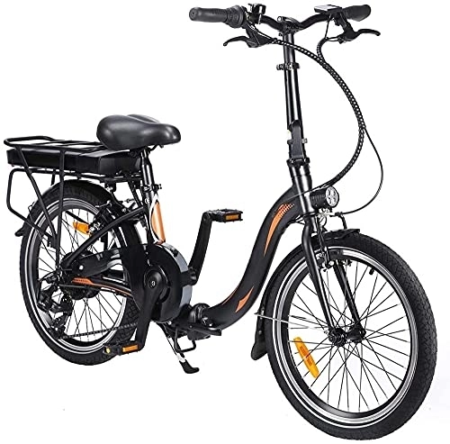 Bicicletas eléctrica : Bicicleta eléctrica plegable plegable de 20 pulgadas, bicicleta eléctrica plegable, bicicleta eléctrica plegable con luz LED, capacidad de carga de 120 kg (negro, naranja, batería de 10 Ah)