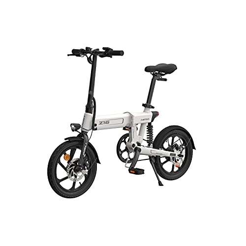 Bicicletas eléctrica : Bicicleta eléctrica plegable Z16 de HIMO con accionamiento ligero, tres etapas, batería de litio oculta HD, pantalla LCD, amortiguador trasero IPX7, resistente al agua, máxima duración de 80 kl