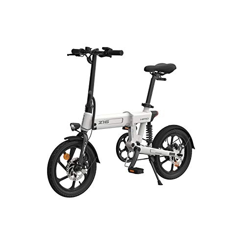 Bicicletas eléctrica : Bicicleta eléctrica plegable Z16 de Himo, ligera, con tres niveles, plegable, batería de litio HD, pantalla LCD, amortiguador trasero IPX7, resistente al agua, máxima duración de 80 kilómetros