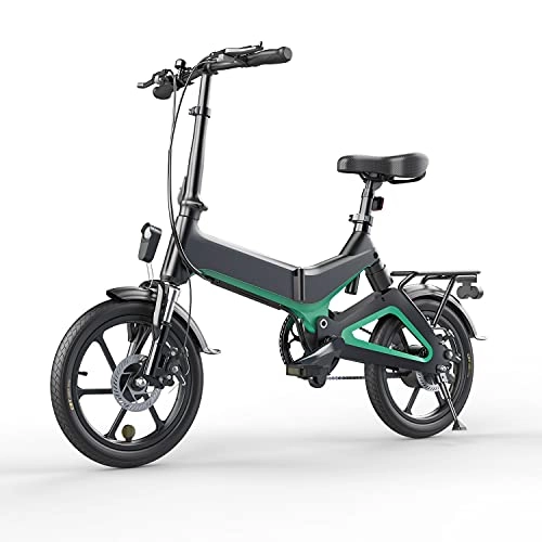 Bicicletas eléctrica : Bicicleta Eléctrica Plegable16 ”| Batería Extraíble 7.5Ah | 3 Modos de Velocidad | Motor 250W | Velocidad Máxima 25 KM / H | Freno de Disco Doble | Superportátil | Pantalla LCD Plegable para Adultos