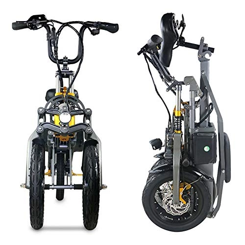 Bicicletas eléctrica : Bicicleta Eléctrica Plegables, 250W / 350W Motor Bicicleta Plegable 35km / h, Bici Electricas Adulto con Ruedas de 14", Batería 36V / 48V 10Ah, Asiento Ajustable, con La Batería de Litio Extraíble - Gris