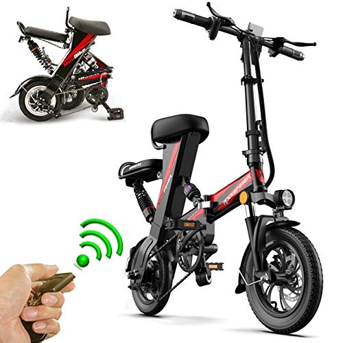 Bicicletas eléctrica : Bicicleta Eléctrica Plegables, 350W Motor Bicicleta Plegable 25 km / h, Bici Electricas Adulto con Ruedas de 12", con Batería de Litio de 48V 15Ah, con Pedales