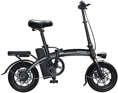 Bicicletas eléctrica : Bicicleta eléctrica TCYLZ de 14 pulgadas, cuadro alto de acero al carbono, motor de escobilla de 400 W con batería de iones de litio extraíble de 48 V, portátil, ligera, plegable, para adultos