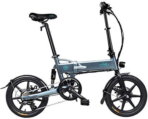 Bicicletas eléctrica : Bicicleta eléctrica TCYLZ, fácil de plegar, 36 V / 250 W, velocidad máxima 25 km / h, apta para adultos hombres y mujeres, 6 velocidades, 16 pulgadas, 7, 8 Ah, gris