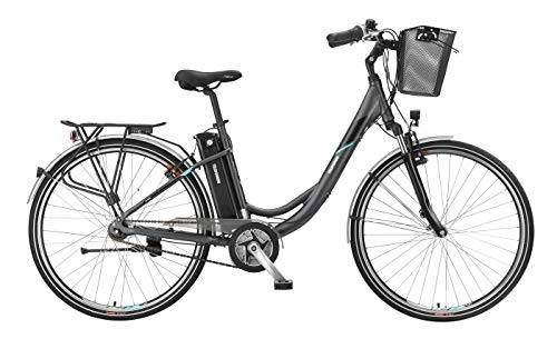 Bicicletas eléctrica : Bicicleta eléctrica Telefunken de aluminio de 28 pulgadas con cambio de 3 marchas, Pedelec Citybike ligero con cesta para bicicleta, motor central de 250 W, 10, 4 Ah, 36 V