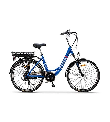 Bicicletas eléctrica : Bicicleta eléctrica ZT-34 Verona 25 km / h, Bicicleta de Ciudad, Pedalear (Azul)