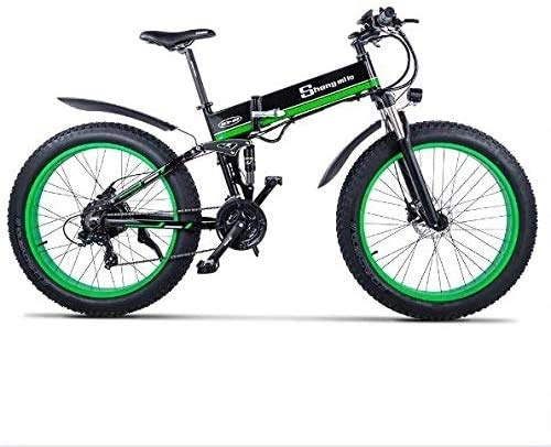 Bicicletas eléctrica : Bicicleta plegable adulto Bicicleta Eléctrica Plegable De 26 Pulgadas Para Ciclismo De Carretera Para Hombres Adultos | Con 48V 12.8AH Batería De Litio Desmontable De 21 Velocidades Refuerzo De Freno