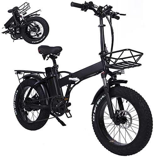 Bicicletas eléctrica : Bicicleta Plegable Eléctrica Neumático Gordo 20"* 4" con Batería De Iones De Litio De 48V 15Ah, Bicicleta De Montaña De Ciudad De Largo Alcance, Neumático Gordo Bicicleta de Montaña para Adultos