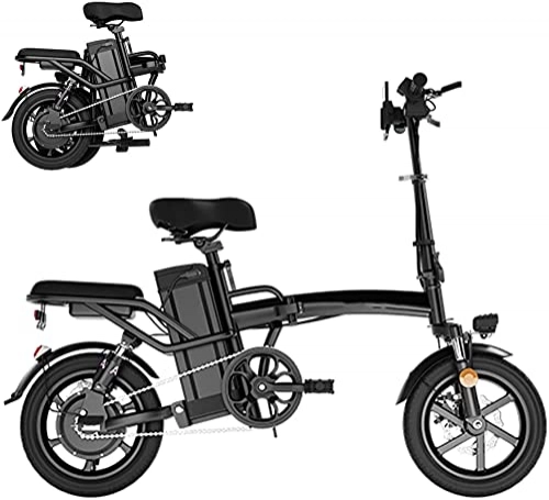 Bicicletas eléctrica : Bicicletas, Bicicleta eléctrica plegable, Bicicleta urbana de 400 W, Bicicleta eléctrica de 14 pulgadas con pantalla LCD, Batería de litio extraíble de 48 V, Bicicleta de suspensión completa para todo