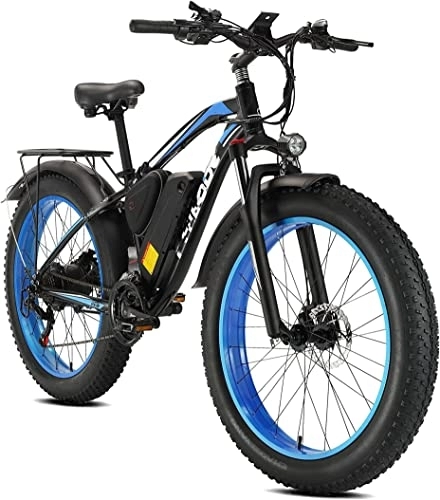 Bicicletas eléctrica : Bicicletas eléctricas de 26', bicicleta de montaña con neumáticos gruesos, batería de iones de litio extraíble de 48V y 13Ah, disco hidráulico doble