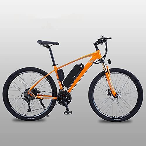 Bicicletas eléctrica : Bicicletas Eléctricas De 27.5 Pulgadas para Adultos Bicicleta De Montaña con Motor 500W, Batería Extraíble De 48V / 13AH, Engranajes De 27 Velocidades, Frenos De Doble Disco, Naranja, 27.5 Inch