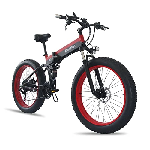 Bicicletas eléctrica : Bicicletas eléctricas de aleación de aluminio, bicicleta eléctrica de 26", engranajes de transmisión de 7 velocidades, batería de iones de litio extraíble 48v 10.4ah
