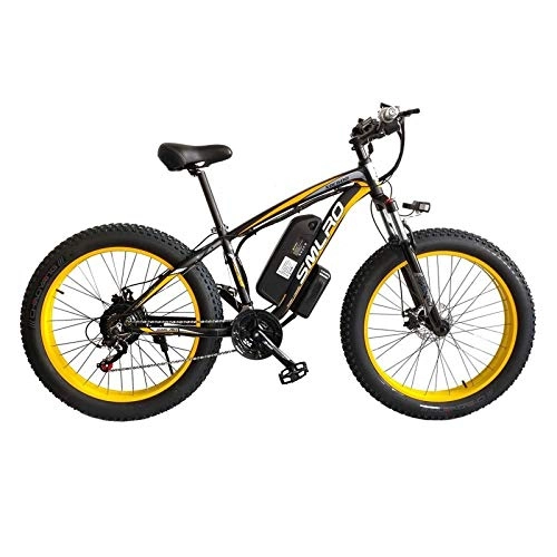 Bicicletas eléctrica : Bicicletas Eléctricas para Adultos, con Batería Extraíble de 36V / 13Ah, Neumáticos 4.0"Híbrido de 21 velocidades, para Ciclismo al Aire Libre, Viajes, ejercicioblack Yellow