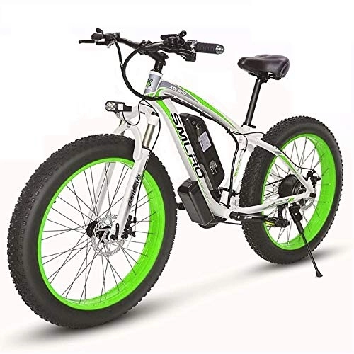 Bicicletas eléctrica : Bicicletas Eléctricas para Adultos, con Batería Extraíble de 36V / 13Ah, Neumáticos 4.0"Híbrido de 21 velocidades, para Ciclismo al Aire Libre, Viajes, ejerciciowhite Green