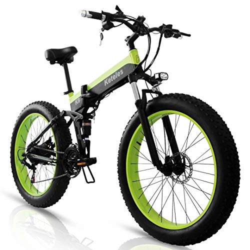 Bicicletas eléctrica : Bicicletas Eléctricas Plegables, 26" Bicicleta Electrica Adulto, Bicis de Montaña Electricas, Batería Extraíble de 48 V 15Ah, 4.0" Neumático Gordo, Shimano de 21 Velocidades