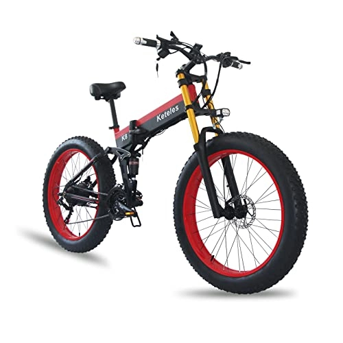 Bicicletas eléctrica : Bicicletas eléctricas plegables, bicicleta eléctrica de 26", engranajes de transmisión de 7 velocidades, batería de iones de litio extraíble, 48 V, 10, 4 Mah, capacidad de carga de 150 kg