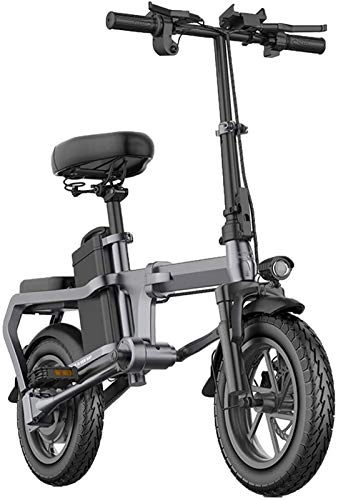 Bicicletas eléctrica : Bicicletas eléctricas plegables para adultos Aleación de aluminio Bicicleta eléctrica urbana de 14 pulgadas con batería de iones de litio de gran capacidad extraíble de 48 V sin cadena Mini bicicleta