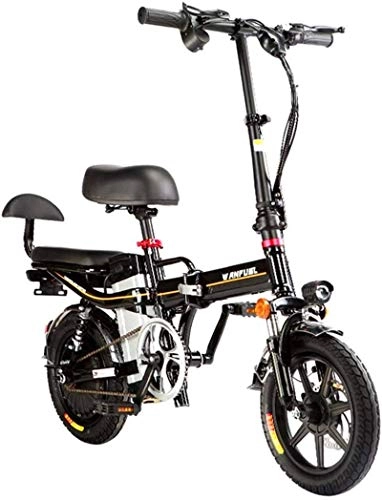 Bicicletas eléctrica : Bicicletas eléctricas rápidas para adultos Bicicleta compacta plegable ligera para desplazamientos y ocio Ruedas de 14 pulgadas, suspensión trasera, bicicleta unisex asistida por pedal, 350 W / 48 V