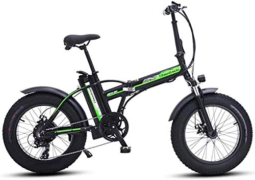 Bicicletas eléctrica : Bicicletas eléctricas rápidas para adultos Bicicleta eléctrica de 20 pulgadas, Bicicleta de montaña eléctrica plegable de aleación de aluminio con asiento trasero, Motor 500W, Batería de litio de 48V