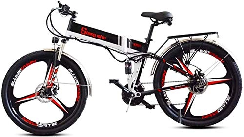 Bicicletas eléctrica : Bicicletas eléctricas rápidas para adultos Bicicleta eléctrica de montaña plegable, Bicicleta eléctrica para adultos de 26 pulgadas, Motor 350W, Batería de litio recargable 48V 10.4Ah, Asiento ajustab