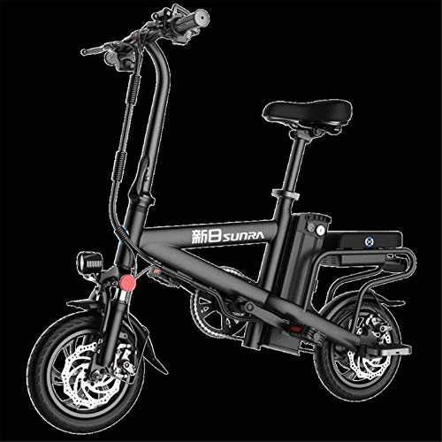 Bicicletas eléctrica : Bicicletas eléctricas rápidas para adultos Ruedas de 12 pulgadas Material ligero y de aleación de aluminio Bicicleta eléctrica plegable con pedales Batería de iones de litio de 48 V Ciclomotor eléctri