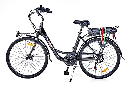 Bicicletas eléctrica : BiClou Porteur - Bicicleta eléctrica (26", 60 km, luz LED), color negro