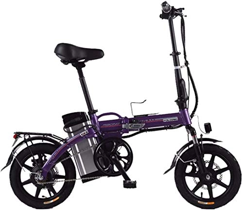 Bicicletas eléctrica : BIKE Bicicleta Elctrica, Bicicleta Elctrica Plegable - Ajuste de 3 Velocidades, Velocidad Mxima 30Km / H, Fcil de Agregar Al Maletero Morado-50Km, Prpura, 50Km
