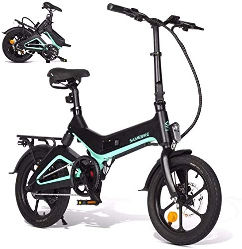 Bicicletas eléctrica : BIKE Bicicleta Elctrica Plegable, Bicicleta Elctrica - Motor 350W, 36V 7.5Ah, Carga Usb Negro, Negro