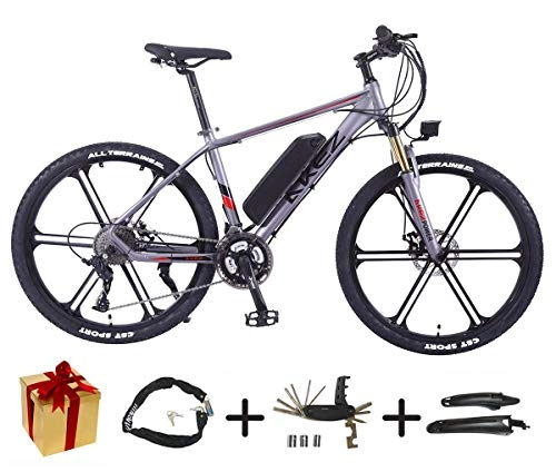 Bicicletas eléctrica : BIKE Bicicleta Eléctrica, Bicicleta de Montaña Eléctrica - 27 Velocidades, 26 Pulgadas, Motor de 350 W, 30 Km / H, Batería de Litio Extraíble, Apto para Todo Terreno Gray-35 Km, Los 45Km
