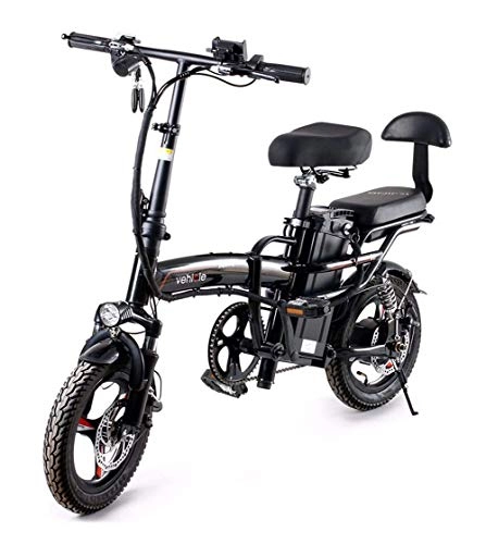Bicicletas eléctrica : BIKE Bicicletas Elctricas para Adultos, Bicicleta Elctrica Plegable, Motor de 14 Pulgadas Y 400 W, 48 V, Puede Ser Tripulado, Batera de Bicicleta Elctrica Extrable, 45 Km, 90Km