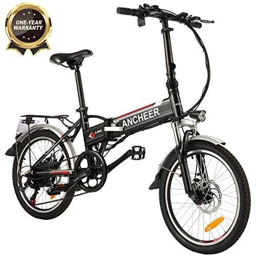 Bicicletas eléctrica : BIKFUN Bicicleta elctrica, 20" / 26" Ebike para Adulto, Batera de Litio-Ion(36V, 8Ah), 250W, Transmisin de Velocidad Shimano 7 (20 Negro Plegable)