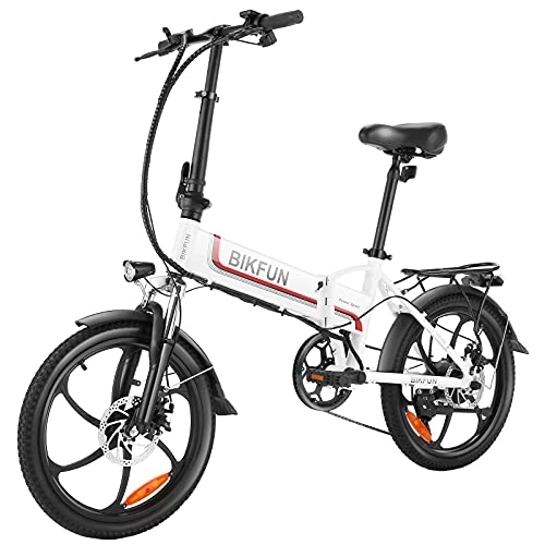 Bicicletas eléctrica : BIKFUN Bicicleta Electrica Paseo Plegable 48V 10Ah, Bicicleta Electrica Adulto de 20 Pulgadas, 250W Motor Shimano 7 Velocidades hasta 25km / h para los Desplazamientos Diarios