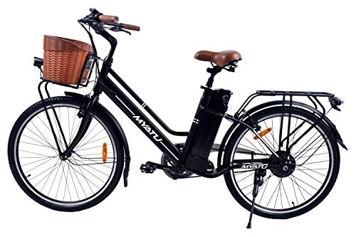 Bicicletas eléctrica : BIKFUN Bicicleta Eléctrica Urbana de 26", Batería Extraíble 10Ah, Motor 36 V 250 W, Cambio de 6 Velocidades (Blanco)