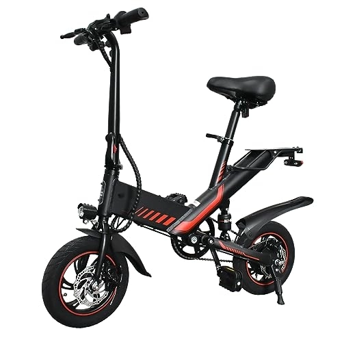 Bicicletas eléctrica : Bikydom Bicicleta eléctrica de 250 W para adultos con 25 KM / H, batería de 10, 4 Ah, bicicleta eléctrica de hasta 30-50 km, bicicleta eléctrica con neumático de 12 pulgadas para desplazamientos y viajes