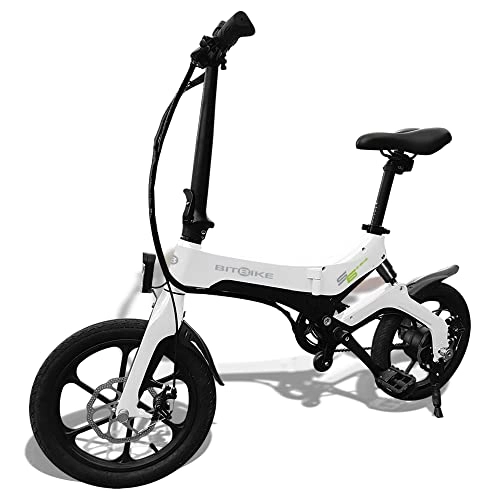 Bicicletas eléctrica : BitBike S6-Fuji White Bicicleta eléctrica Plegable de pedaleo asistido, Adultos Unisex, Talla única