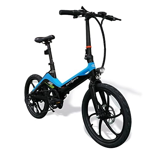 Bicicletas eléctrica : BitBike S9 Miami Blue Bicicleta eléctrica Plegable, Adultos Unisex, Talla única