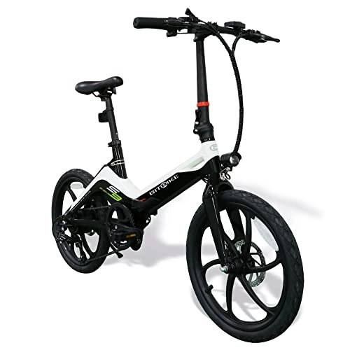 Bicicletas eléctrica : BitBike S9-White Chalk Bicicleta eléctrica Plegable de pedaleo asistido, Adultos Unisex, Talla única