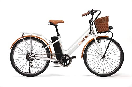 Bicicletas eléctrica : BIWBIK Bicicleta ELECTRICA Mod. GANTE BATERIA Ion Litio 36V12AH (Blanco)