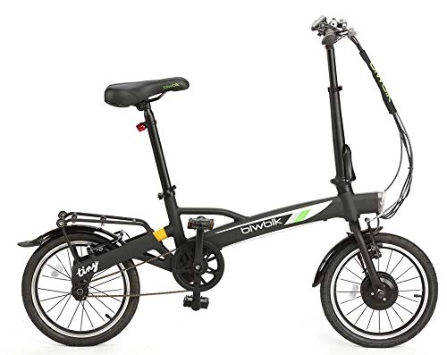 Bicicletas eléctrica : BIWBIK Bicicleta ELECTRICA Plegable Tiny DE 12KG DE Peso (Negro)