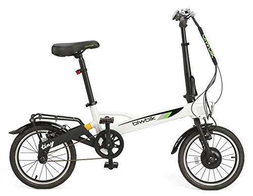 Bicicletas eléctrica : BIWBIK Bicicleta ELECTRICA Plegable Tiny DE SLO 12KG DE Peso (Blanco)