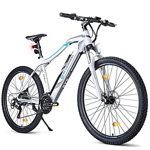 Bicicletas eléctrica : BLUEWHEEL e-bike 27.5" & 29" I Marca Alemana de Calidad | Bicicleta de montaña eléctrica | Conforme a UE | 21 Marchas y Motor Trasero 25 km / h | Horquilla de suspensión MTB, App y Sillín de gel | BXB75
