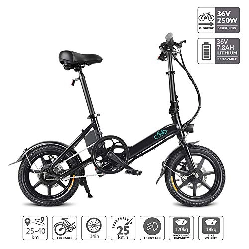 Bicicletas eléctrica : Braveking Bicicleta Electricas Plegables, Bicicleta Elctrica Plegable Porttil con Pantalla LED Batera De Iones De Litio (36V 250W 7.8AH) Motor Sin Escobillas, Modo De Asistencia 40-50Km, Negro