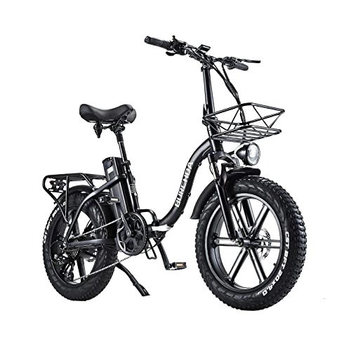 Bicicletas eléctrica : BURCHDA Bicicletas eléctricas para adultos, R8S 20 x 4 pulgadas, bicicleta de montaña eléctrica plegable con neumáticos gruesos, batería extraíble de 48 V 20 Ah, pantalla LCD, 8 velocidades