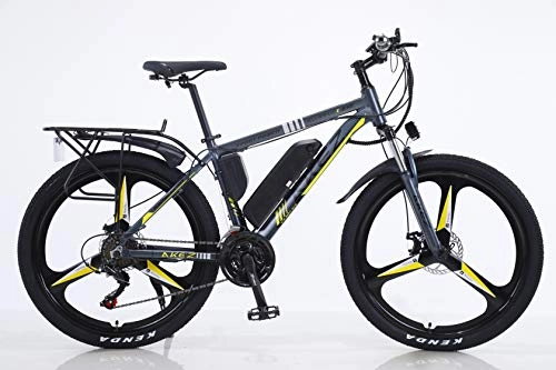 Bicicletas eléctrica : BWJL Bicicletas eléctricas para los Adultos, en Bicicletas de aleación de magnesio Ebikes de Tierra, 26"batería extraíble 350W 36V 13Ah Litio-Ion Ebike Montaña Hombres, Amarillo, 13Ah80Km