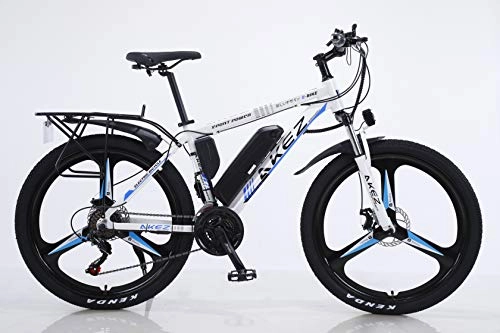 Bicicletas eléctrica : BWJL Bicicletas eléctricas para los Adultos, en Bicicletas de aleación de magnesio Ebikes de Tierra, 26"batería extraíble 350W 36V 13Ah Litio-Ion Ebike Montaña Hombres, Azul, 13Ah80Km